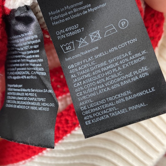 H&M red white striped mock neck sweater - Picture 4 of 4